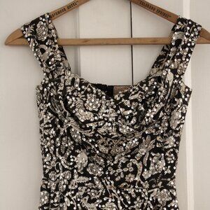 50s 1950s Vintage Jor'elle Model Shelf Bust Mexican Sequin Dress & Shawl XXS XS